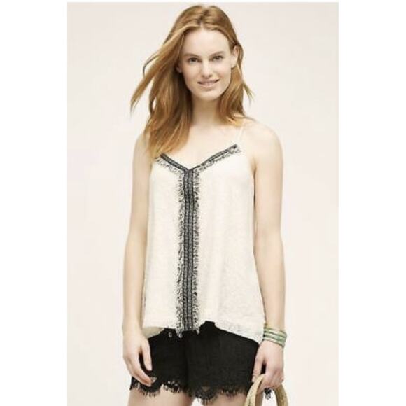 Akemi + Kin Cream Lace Fringed Crossroads Tank Blouse. Women's Size XS - Picture 1 of 8